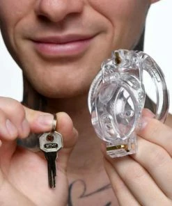 Master Series Customizable Locking 3.5 Inch Adjustable Clear Chastity Cage