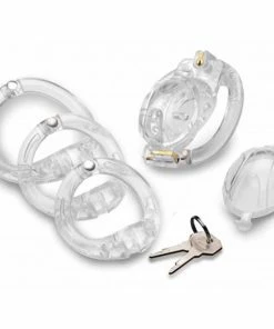 Master Series Customizable Locking 3.5 Inch Adjustable Clear Chastity Cage