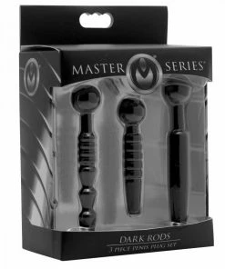 Master Series Urethral Sounds & Penis Plugs Dark Rods 3 Piece Black Silicone Penis Plug Set