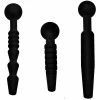 Master Series Urethral Sounds & Penis Plugs Dark Rods 3 Piece Black Silicone Penis Plug Set