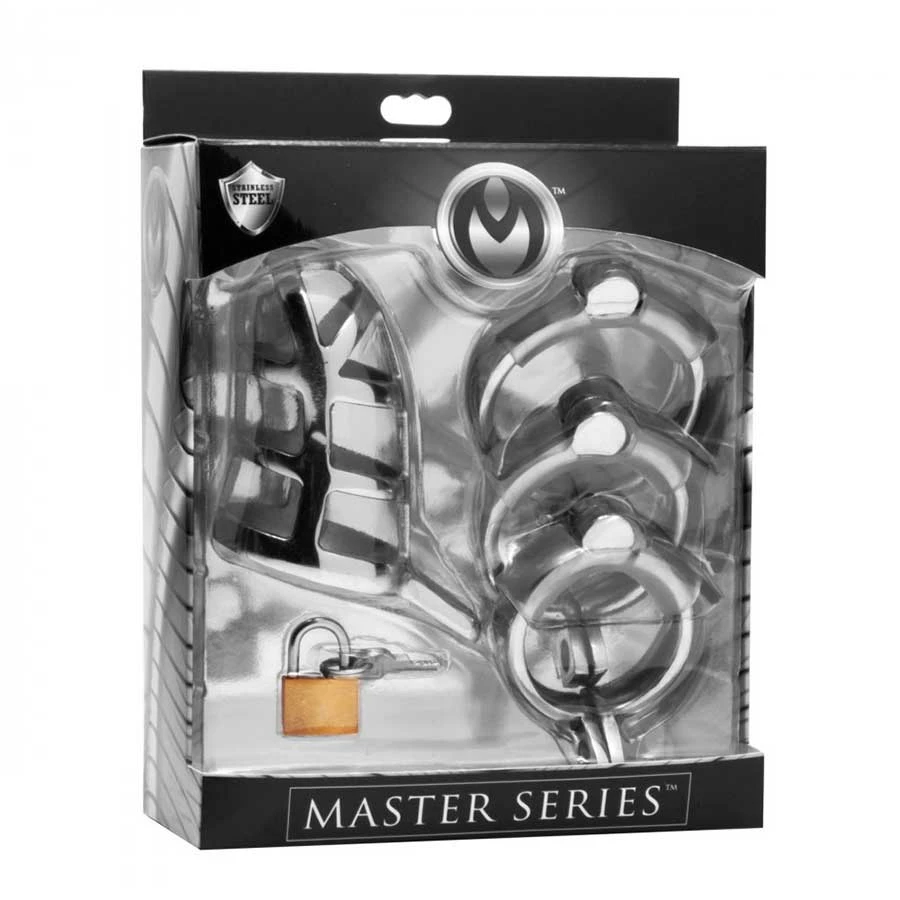 Master Series Detained Locking 3 Inch Stainless Steel Chastity Cage Male Chastity And Cock Cages 6 Master Series Detained Locking 3 Inch Stainless Steel Chastity Cage Male Chastity And Cock Cages