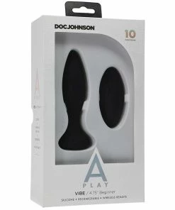 Anal Sex Toys Doc Johnson A-Play 10-Function Beginner Vibrating Remote Butt Plug