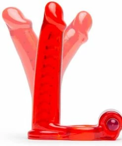 NassToys Cock Rings Double Penetrator Vibrating Cock Ring Red By Nass Toys