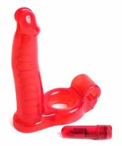 NassToys Cock Rings Double Penetrator Vibrating Cock Ring Red By Nass Toys