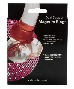 Cock Rings Dual Support Magnum Cock And Ball Ring By Cal Exotics | Red