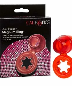Cock Rings Dual Support Magnum Cock And Ball Ring By Cal Exotics | Red