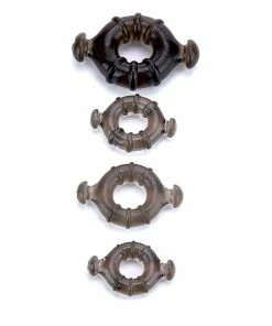 Lynk Pleasure Products Easy Grip Cock Ring Set With Pull Tabs, Smoke By Lynk Pleasure Cock Rings