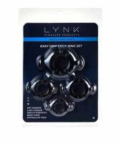 Lynk Pleasure Products Easy Grip Cock Ring Set With Pull Tabs, Smoke By Lynk Pleasure Cock Rings