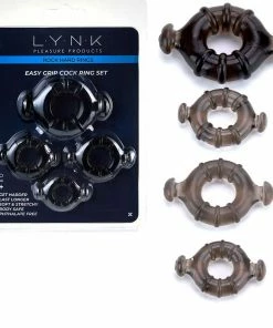 Lynk Pleasure Products Easy Grip Cock Ring Set With Pull Tabs, Smoke By Lynk Pleasure Cock Rings