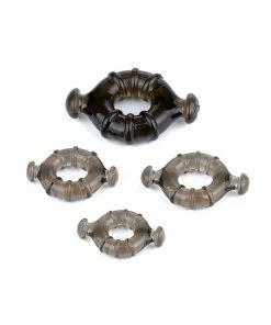 Lynk Pleasure Products Easy Grip Cock Ring Set With Pull Tabs, Smoke By Lynk Pleasure Cock Rings