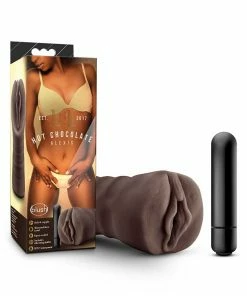 Male Masturbators & Strokers Hot Chocolate Alexis Black Vibrating Pocket Pussy By Blush Novelties