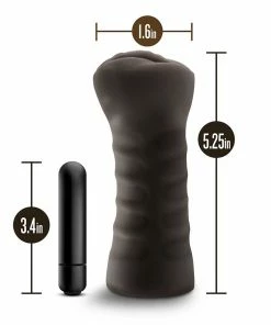 Male Masturbators & Strokers Hot Chocolate Alexis Black Vibrating Pocket Pussy By Blush Novelties