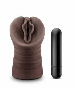 Male Masturbators & Strokers Hot Chocolate Alexis Black Vibrating Pocket Pussy By Blush Novelties