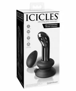 Pipedream Products Prostate Massagers Icicles No. 84 Black Vibrating Glass Prostate Massager By Pipedream