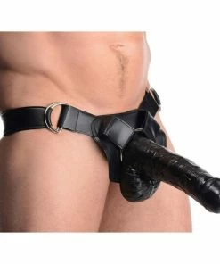 Master Series Infiltrator Large 10 Inch Hollow Strap On Penis Extension W/ Harness Black Sheaths & Sleeves