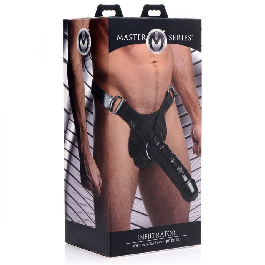Master Series Infiltrator Large 10 Inch Hollow Strap On Penis Extension W/ Harness Black Sheaths & Sleeves 8 Master Series Infiltrator Large 10 Inch Hollow Strap On Penis Extension W/ Harness Black Sheaths & Sleeves