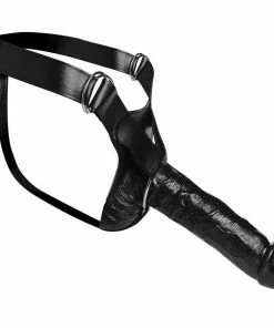 Master Series Infiltrator Large 10 Inch Hollow Strap On Penis Extension W/ Harness Black Sheaths & Sleeves