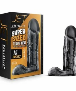 Anal Sex Toys Jet Brutalizer 15 Inch Black Anal Dildo With Balls By Blush Novelties