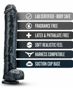 Jet Dark Steel 14 Inch Carbon Metallic Anal Dildo With Balls By Blush Novelties Anal Sex Toys