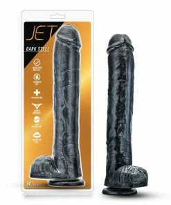 Jet Dark Steel 14 Inch Carbon Metallic Anal Dildo With Balls By Blush Novelties Anal Sex Toys