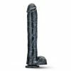 Jet Dark Steel 14 Inch Carbon Metallic Anal Dildo With Balls By Blush Novelties Anal Sex Toys