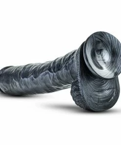 Jet Dark Steel 14 Inch Carbon Metallic Anal Dildo With Balls By Blush Novelties Anal Sex Toys