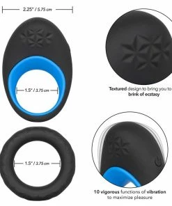 Link Up Max Vibrating Silicone Cock Ring By Cal Exotics Black/Blue Cock Rings
