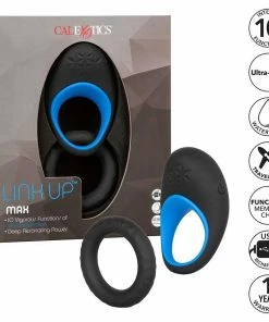 Link Up Max Vibrating Silicone Cock Ring By Cal Exotics Black/Blue Cock Rings