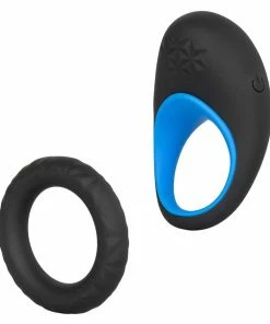 Link Up Max Vibrating Silicone Cock Ring By Cal Exotics Black/Blue Cock Rings