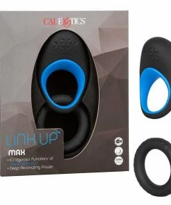 Link Up Max Vibrating Silicone Cock Ring By Cal Exotics Black/Blue Cock Rings
