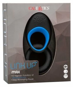 Link Up Max Vibrating Silicone Cock Ring By Cal Exotics Black/Blue Cock Rings