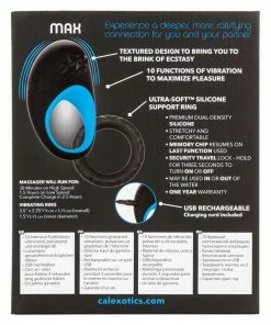 Link Up Max Vibrating Silicone Cock Ring By Cal Exotics Black/Blue Cock Rings