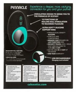 Cal Exotics Link Up Pinnacle Silicone Vibrating Cock Ring | Rechargeable 10 Speed Gyrating Couples Toy Cock Rings