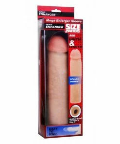 Size Matters Sheaths & Sleeves Mega Enlarger Penis Sleeve 8.5 Inch Tan Realistic Cock Sheath