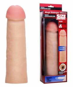 Size Matters Sheaths & Sleeves Mega Enlarger Penis Sleeve 8.5 Inch Tan Realistic Cock Sheath
