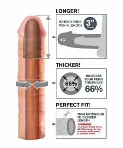 Pipedream Products Sheaths & Sleeves Mega Penis Extension Sleeve 9 Inch Tan Cock Sheath X-Tensions