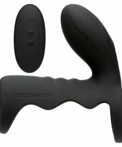 Men's Black Wireless 10 Speed Silicone Vibrating Cock Cage By Optimale