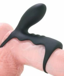 Men's Black Wireless 10 Speed Silicone Vibrating Cock Cage By Optimale