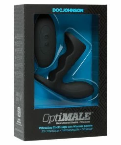 Men's Black Wireless 10 Speed Silicone Vibrating Cock Cage By Optimale
