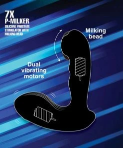Alpha-Pro Prostate Massagers Multi-Speed Vibrating 7X P-Milk Silicone Prostate Stimulator With Milking Bead