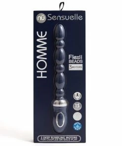 Nu Sensuelle Homme 15 Function Flexii Vibrating Silicone Anal Beads Navy Blue