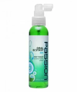 Passion Lubes Oral Ecstasy Mint Flavored Deep Throat Numbing Spray By Passion Lubricants | 4 Oz Deep Throat Spray & Gels