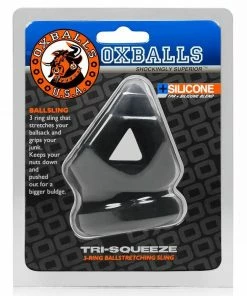 Oxballs Tri-Squeeze Ball-Stretcher & Cock Cage | Black Ice