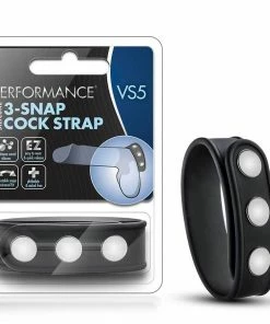 Blush Novelties Performance 3 Snap Adjustable Black Silicone Cock Ring For Men