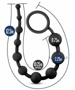 Anal Sex Toys Performance Black Silicone Anal Beads By Blush Novelties