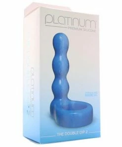 Cock Rings Platinum Silicone The Double Dip 2 Cock Ring Plug In Blue By Doc Johnson