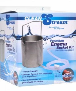 Clean Stream Anal Sex Toys Premium Anal Enema Stainless Bucket Kit With Silicone Hose By CleanStream