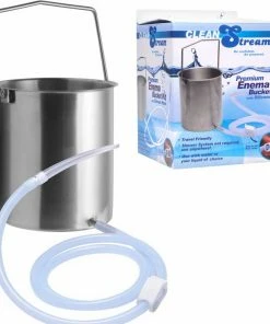 Clean Stream Anal Sex Toys Premium Anal Enema Stainless Bucket Kit With Silicone Hose By CleanStream
