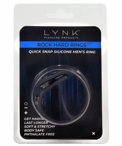 Lynk Pleasure Products Quick 3 Snap Adjustable Black Silicone Cock Ring For Men