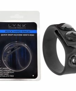 Lynk Pleasure Products Quick 3 Snap Adjustable Black Silicone Cock Ring For Men